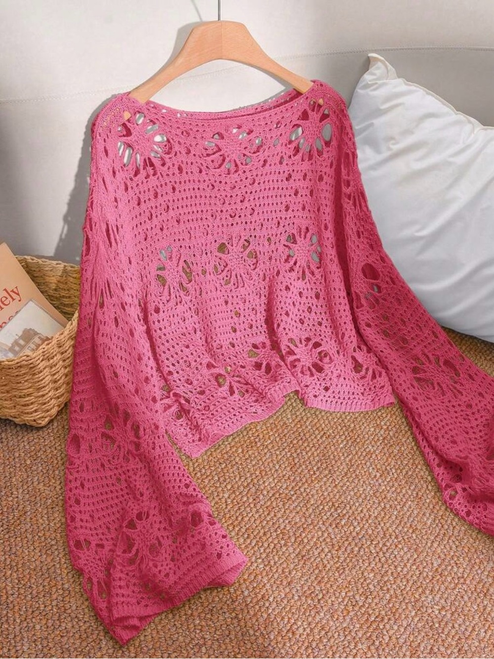 Pink Crochet Women's Sweater